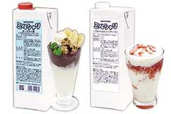 守山乳業　ミルシャリシリーズ ミルシャリヨーグルト味、 ミルシャリ（フラッペ&シェイクベース）商品パッケージ写真